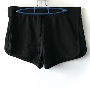 NWT Black French Terry Dolphin Hem Stretchy Lounge Shorts Size Large